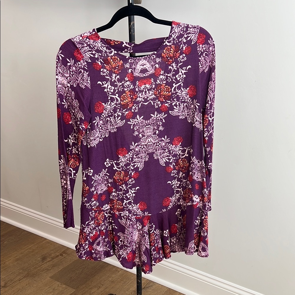 Free People Purple Ruffled Blouse